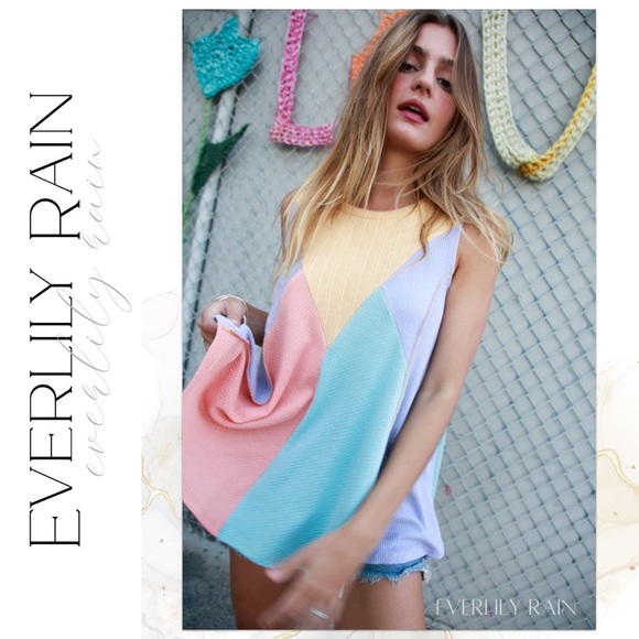 Waffle Knit Color Block Tank - Picture 4 of 14